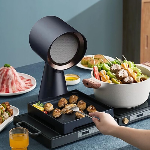 Tragbare Dunstabzugshaube, Tisch-Dunstabzugshaube mit 2-stufigem Abluftventilator, herausnehmbarem Aluminiumfilter, großem Fettauffangbehälter, tragbarer Küchenabzugsventilator, geeignet für Image