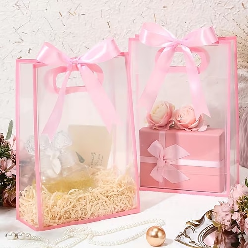 12er-Packung Geschenktüten zum Valentinstag – transparente Geschenktüten mit Sichtfenster, perfekt als Geschenk für Geschäftspartner, Geburtstage, Neujahr, Valentinstag, Muttertag, Schulabschluss, Image