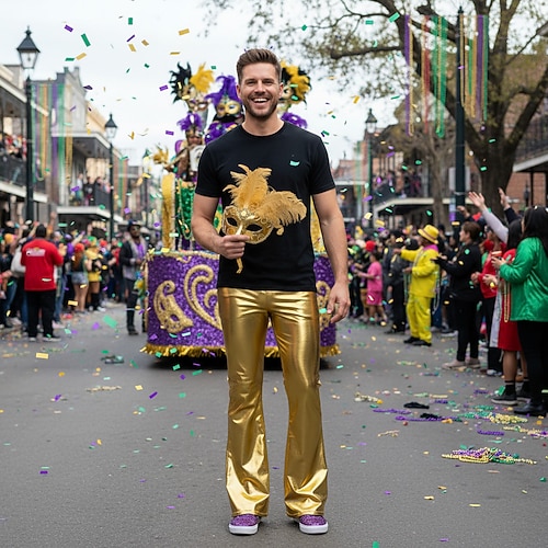 Karneval Schlaghosen Metallisch Lack-Latex glänzend Metallisch Erwachsene Herren Karneval Fetter Dienstag Karnevalsparade Pride Parade Pride-Monat Einfaches Karnevalskostüm Verkleiden Image