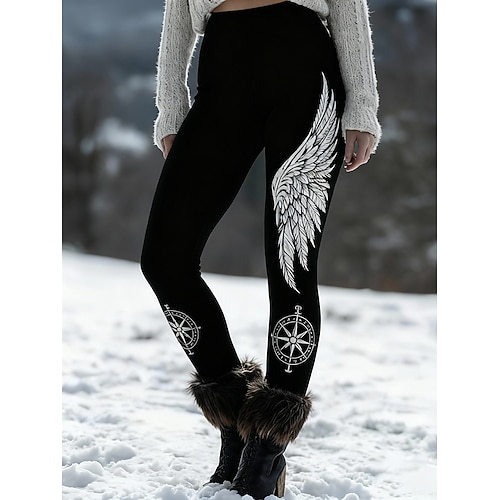 Damen Leggings Gemütliche Leggings Urlaub Vintage Ethno-Stil Volle Länge Hohe Taille Grafik Drucken Bequem Hohe Elastizität Lässig Täglich Urlaub Schwarz Frühling Schmale Passform Image