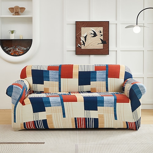 Boho-Sofabezug aus superweichem, staubabweisendem Stretchmaterial. Inklusive kostenlosem Nackenrollebezug für Sessel, Zweisitzer, 3-Sitzer und 4-Sitzer. Image
