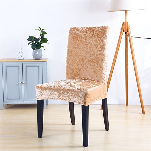 Esszimmerstuhlbezug aus silberfuchsfarbenem Wollsamt, Stuhlbezug aus Polarfleece, Stretch-Überzüge, Sitzbezüge für Zuhause Image