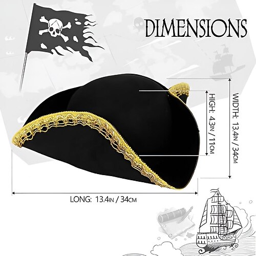 Retro Vintage Mittelalterlich Hut Dreispitzhüte Kolonial Kostüm Unisex Halloween Karneval Maskerade Renaissance-Messe American 250 4. Juli Erwachsene Hut Ganzjahres Image