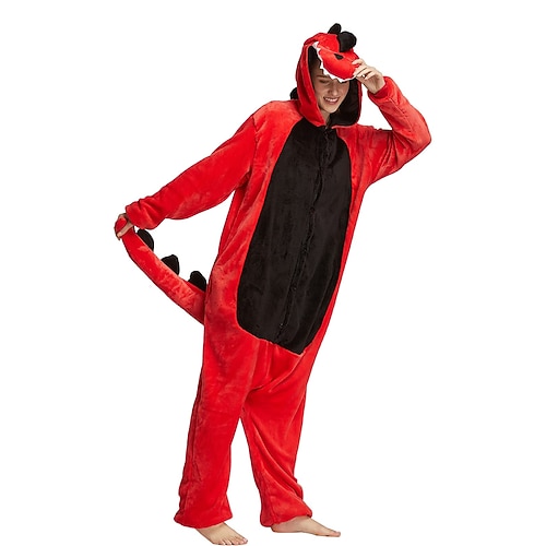 Karnevalskostüm 2026 Tier Drachen Fantasie Karneval Kigurumi-Pyjamas Gruppenkostüm Onesie-Kostüm Warm Bequem Mit Kapuze Fleece Erwachsene Herren Damen Unisex Halloween Karneval Party Leistung Image