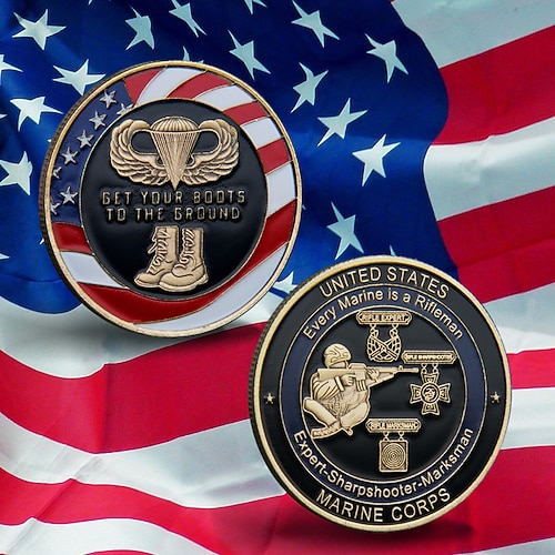 Gedenkmünze des US Marine Corps – 250. Jahrestag der Vereinigten Staaten, Sammlermünze aus Metall für Marinesoldaten patriotische Geschenke Image