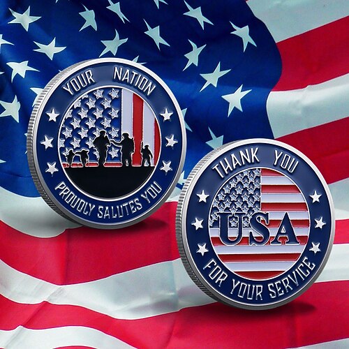 U.S. Army Gedenk-Münze – 250. Jubiläums-Challenge Coin amerikanischer Adler Militärsammlerartikel beidseitiges Metall-Souvenir für Veteranen patriotisches Geschenk Semiquincentennial Image