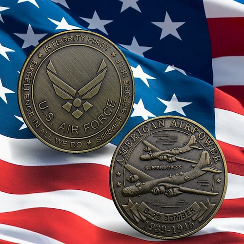 US-Luftwaffe Gedenkmünze – 250. Jubiläums Herausforderung Münze Amerikanischer Adler Militärsammlerstück doppelseitige Metall Souvenir für Veteranen patriotisches Geschenk Semiquincentennial Image