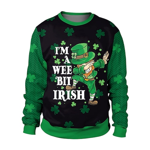 St. Patrick's Day Herren Hoodie Sweatshirt 3D Druck St. Patrick Tag Rundhals Party Street 3D Druck Langarm Oberteile Ethnischer Stil Leichtgewichtig Casual Nostalgisch A B Image