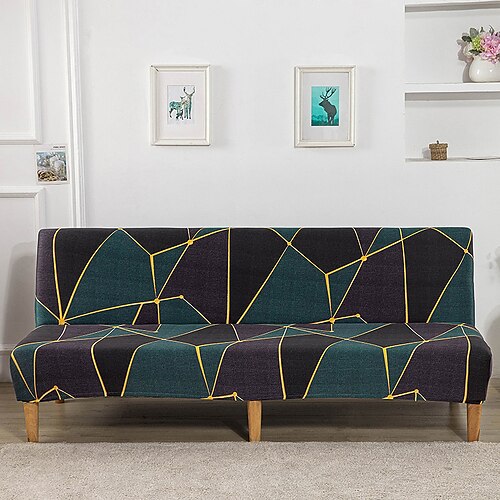 3 verschiedene Größen bedruckter Stoff Stretch-Sofabezug, Überzug für armlose Sofas, elastischer Bankbezug, Neujahrsdeko-Schutz Image