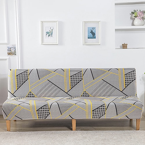 3 verschiedene Größen bedruckter Stoff Stretch-Sofabezug, Überzug für armlose Sofas, elastischer Bankbezug, Neujahrsdeko-Schutz Image