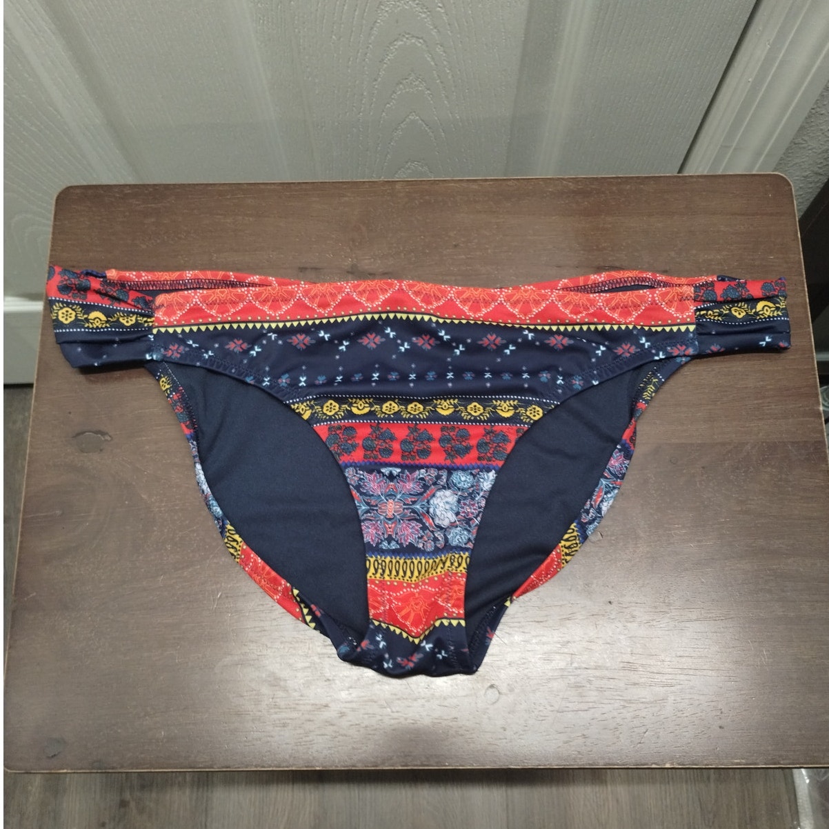 Jessica Simpson Swim | Jessica Simpson Nwt Size Xl Boho Mixed-Print Striped Bathing Suit Bottom | Color: Blue/Orange | Size: Xl