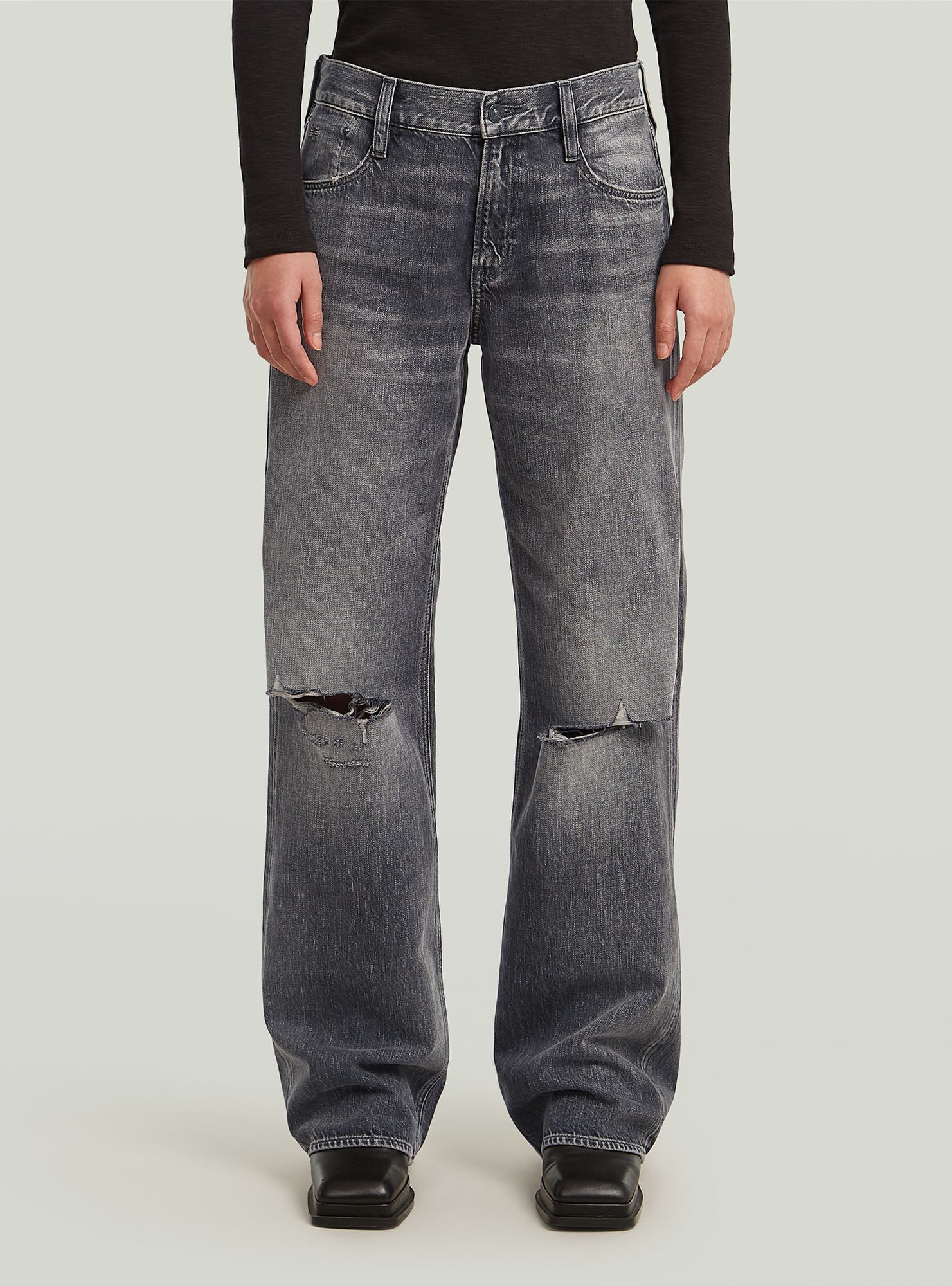 5-Pocket-Jeans G-STAR "Judee Low Waist Loose Jeans", Damen, Gr. 32, Länge 32, faded scoria grau destroyed, Obermaterial: 100% Baumwolle, Jeans 5-Pocket-Jeans