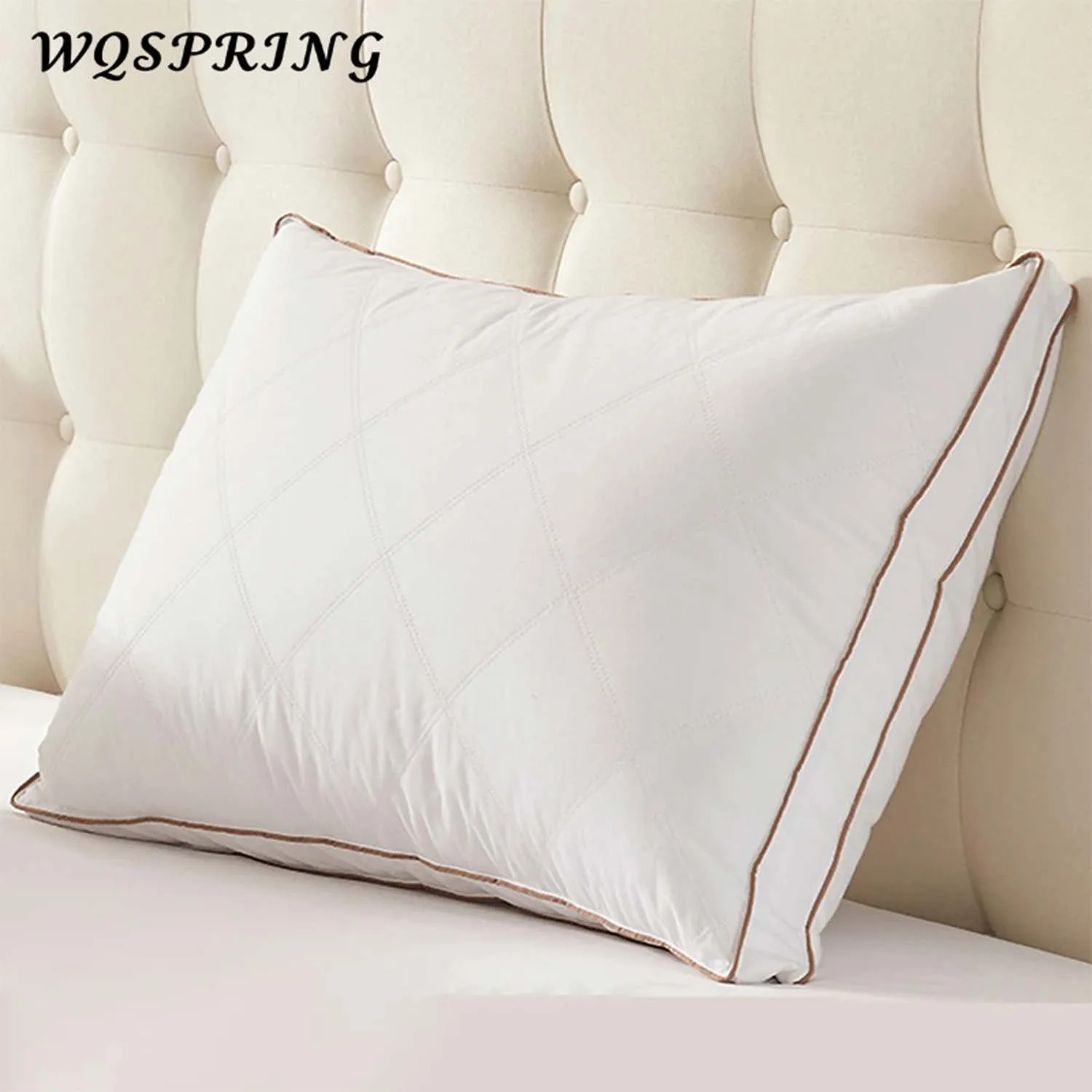WQSPRING Weißes Kissenkern-Hauskissen, waschbares Kissen, hautfreundliches Nackenkissen, Almohadas Dormir Mustache, Wurfkissen Image