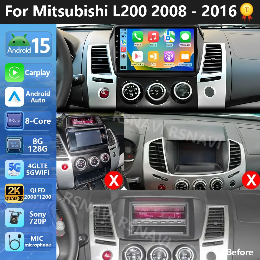 Stecker und Spielen Android 15 Für Mitsubishi Pajero Sport 2 2008-2016 L200 Triton 2006 2014 Auto Radio Multimedia Video Player BT Image