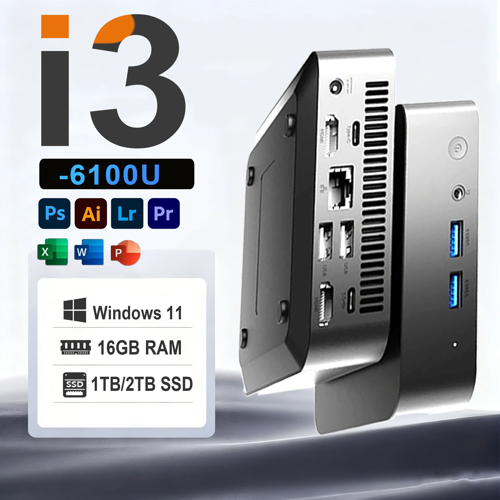 Mini pc i3 windows 11 Intel Core i3 6100U Mini ordinateur 16GB RAM 512GB 1TB SSD 1000M Ethernet PC de bureau Wifi 6 BT5.2 Mini PC