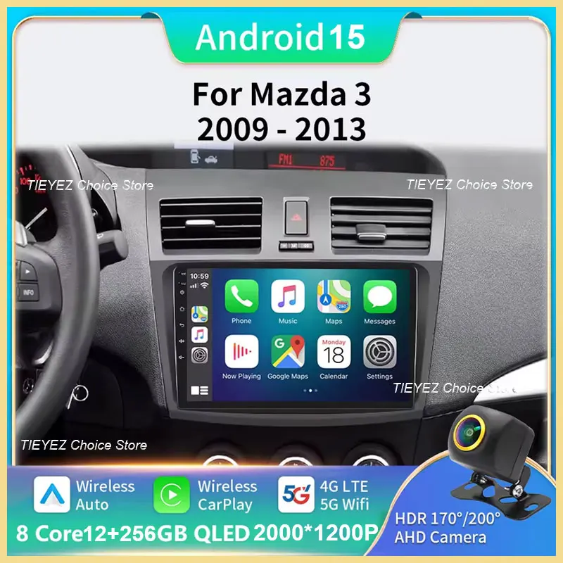 Android 15 Für Mazda 3 II Für Mazda3 BL 2009-2013 Carplay Auto 4G WIFI GPS Auto Radio Navigation multimedia Video Player Stereo Image