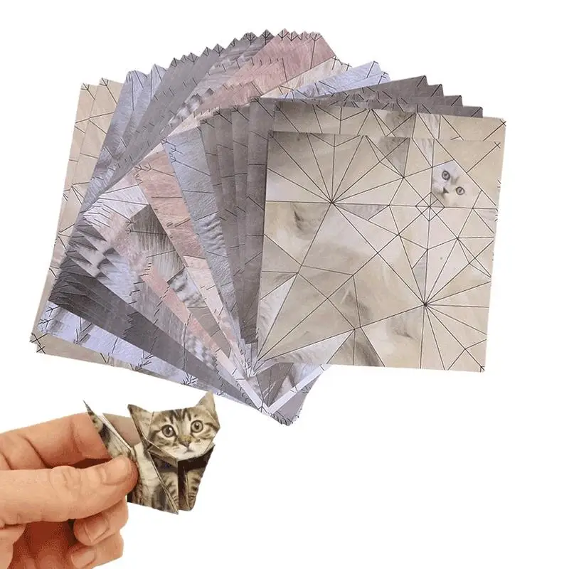 Créatif bricolage papier chats 50 feuilles bricolage Origami papier à la main bricolage papier chat chien dinosaure amusant Art artisanat pliant Animal pliant ensemble