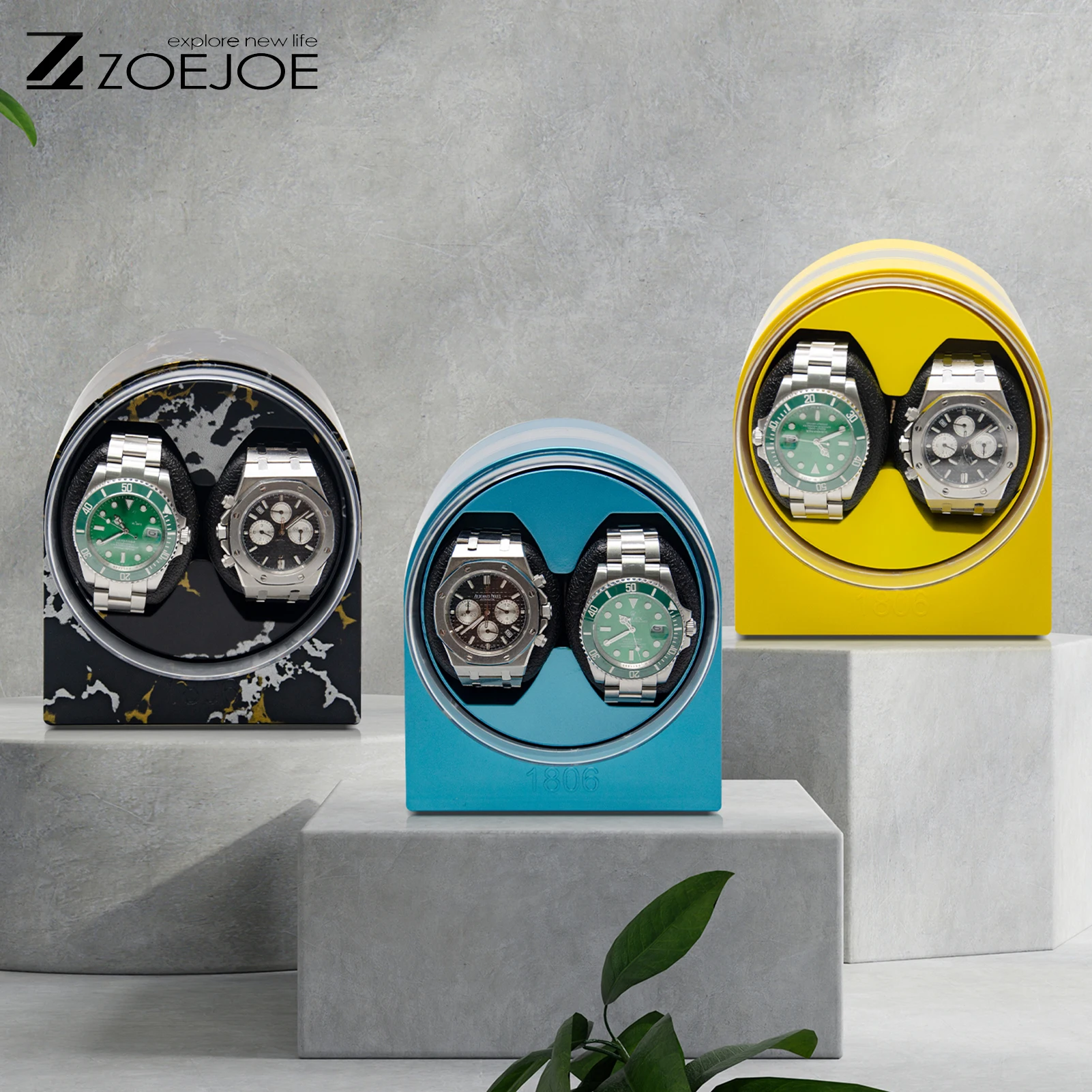 ZOEJOE Uhrenbeweger mit 2 Fächern, USB-Kabel, leiser Motor, Aufbewahrungskoffer für Herren- und Damenuhren, Geburtstagsgeschenke für Freunde Image