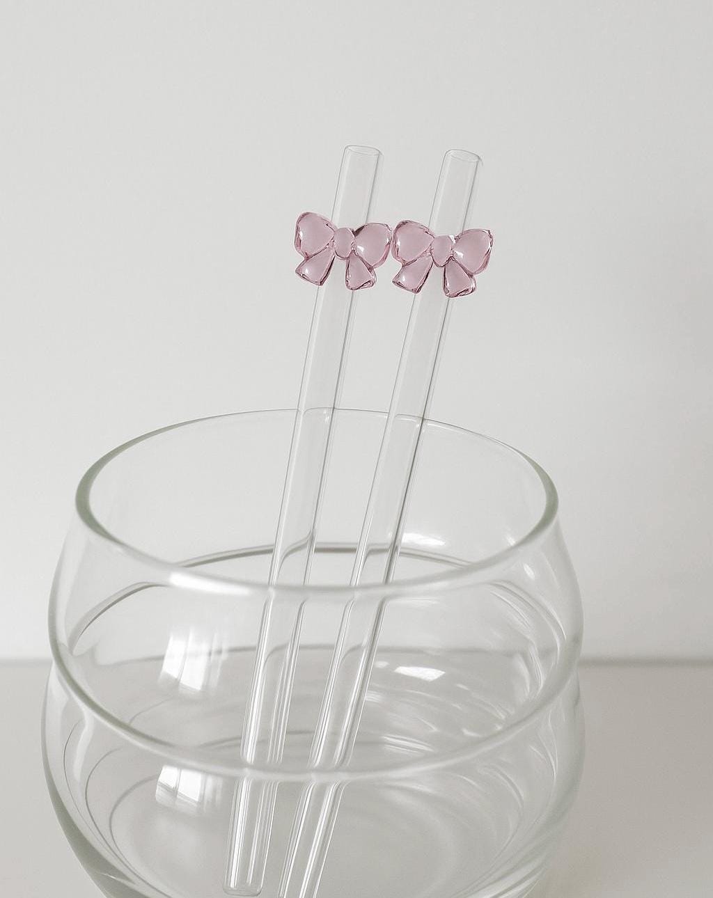 Cannucce di vetro con fiocco | Cannucce di vetro riutilizzabili | Cannucce da cocktail colorate | Idea regalo e decorazione estiva, rosa