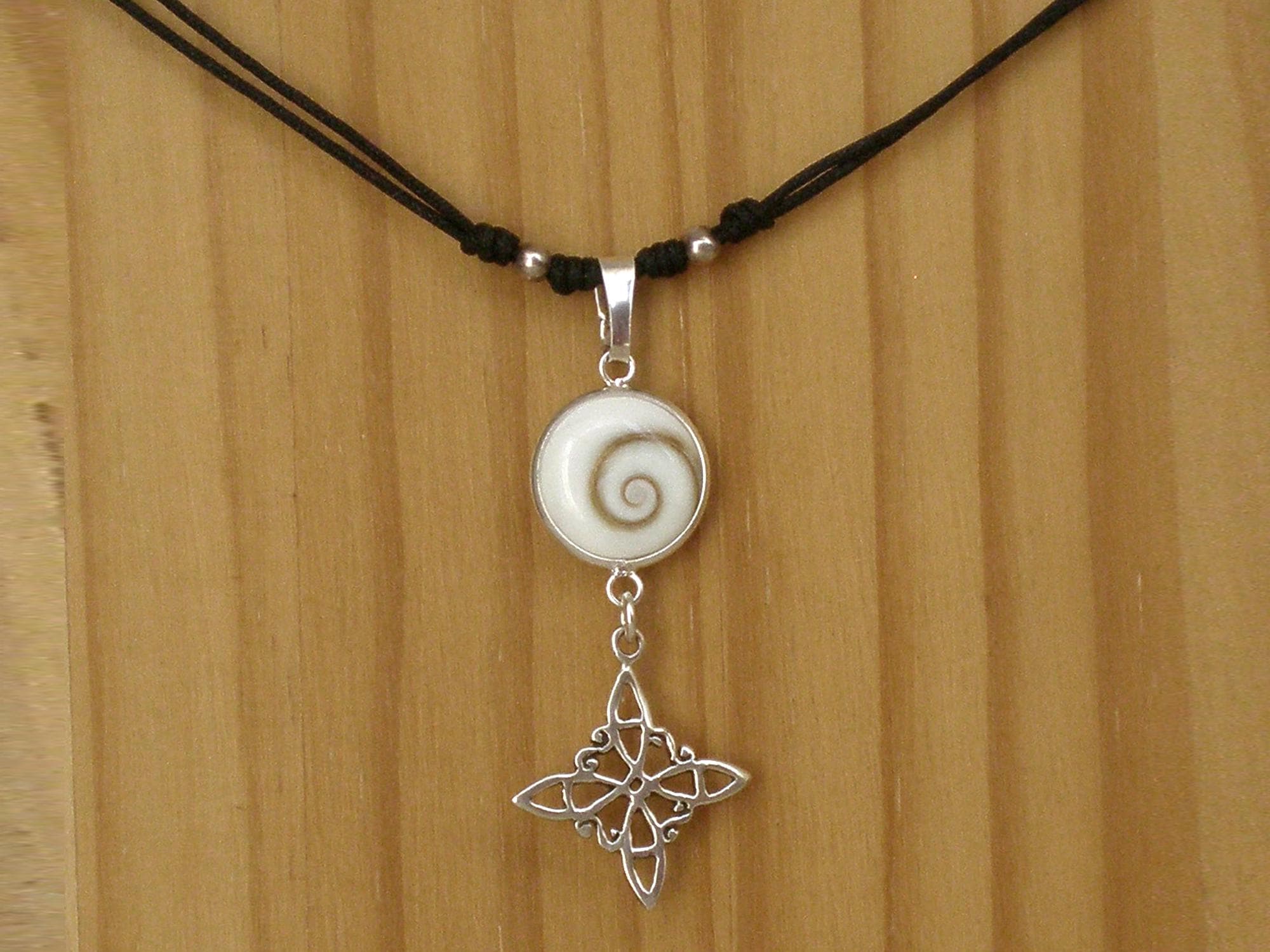 Ciondolo nodo strega in argento, ciondolo occhio di shiva in argento sterling, ciondolo nodo strega, ciondolo in argento sterling