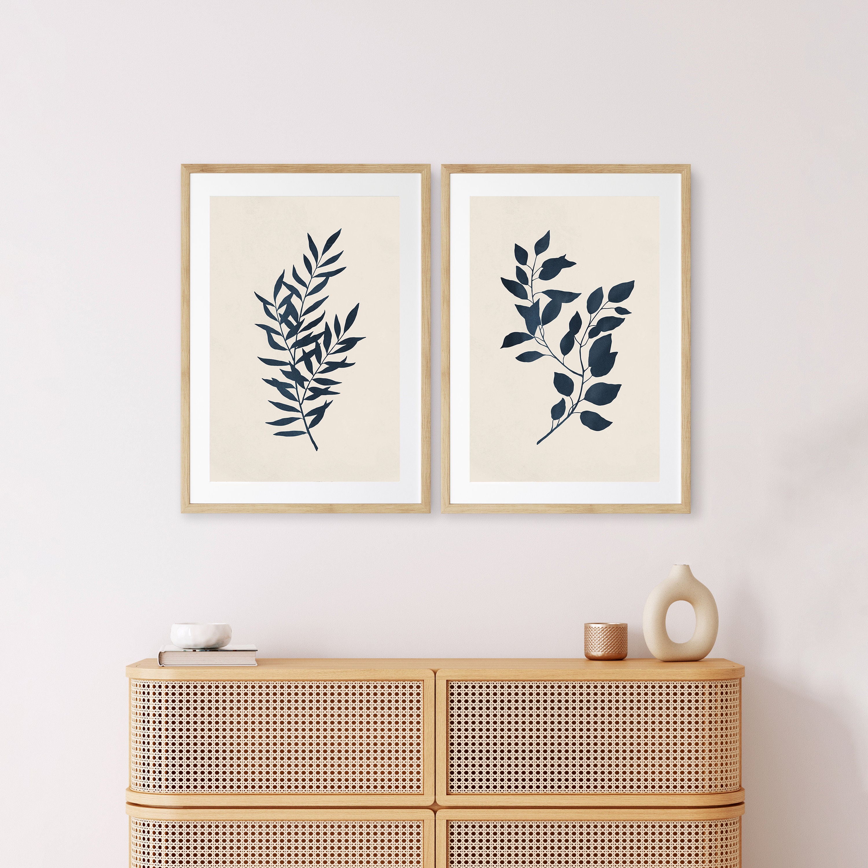 Set di stampe artistiche astratte botaniche da parete, set di stampe artistiche neutre da parete, stampe botaniche minimaliste, arte di metà secolo, a