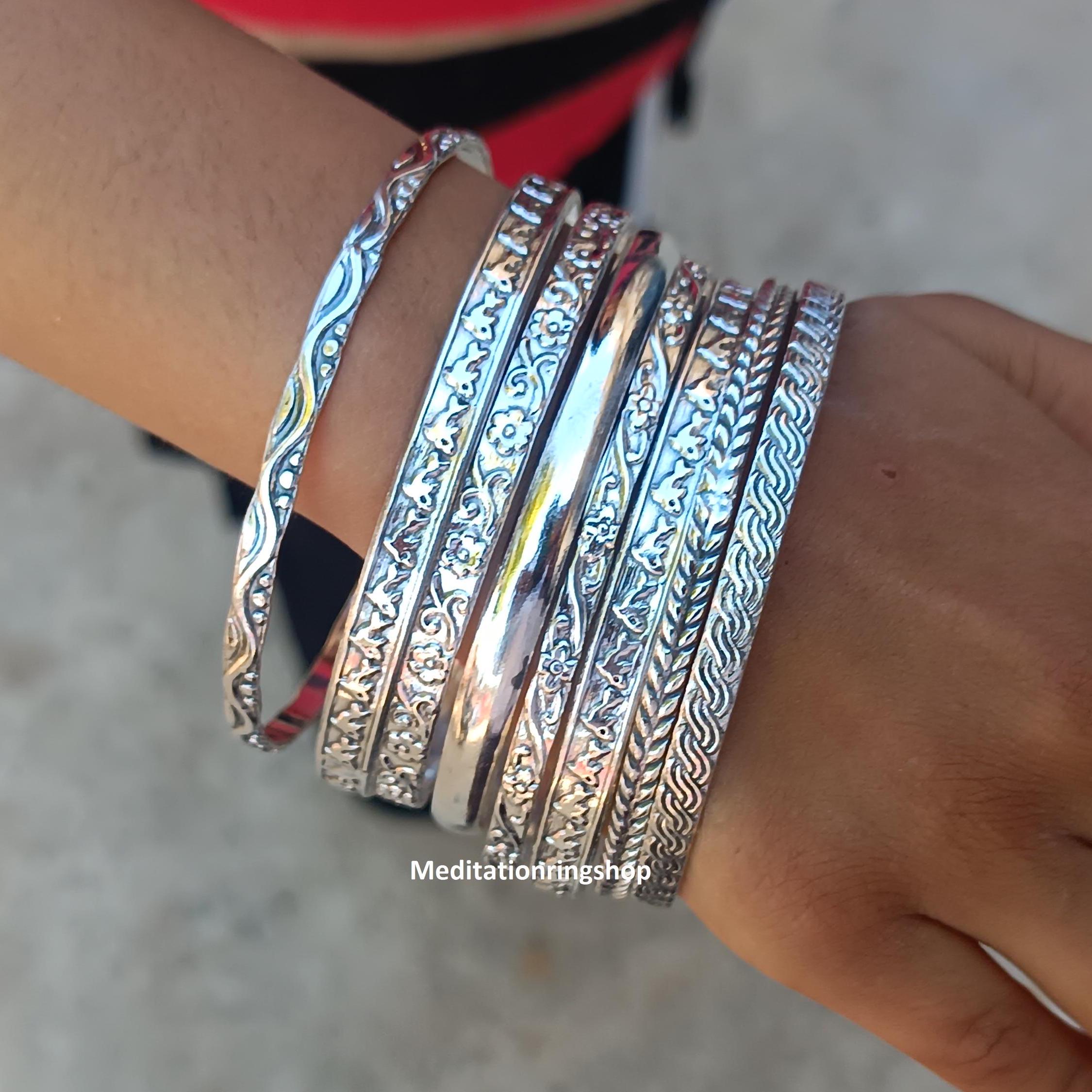 Bracciali impilabili, set di 8 bracciali, bracciali in argento sterling 925, bracciali fatti a mano, bracciali per 8 giorni, bracciali in argento, bra