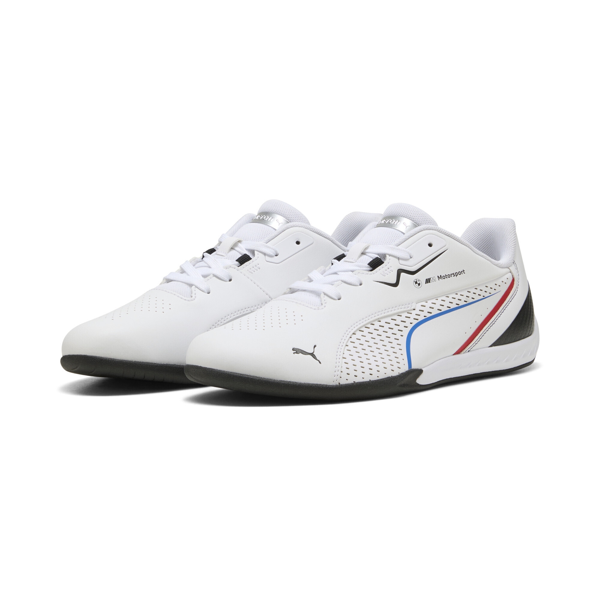 Sneaker PUMA "BMW M Motorsport Drift Cat 11 Sneakers Erwachsene", Damen, Gr. 42.5, weiß schwarz, Obermaterial: Synthetik, Textil, Leder; Futter: Textil; Innensohle: Textil; Laufsohle: Gummi, Schuhe Sneaker