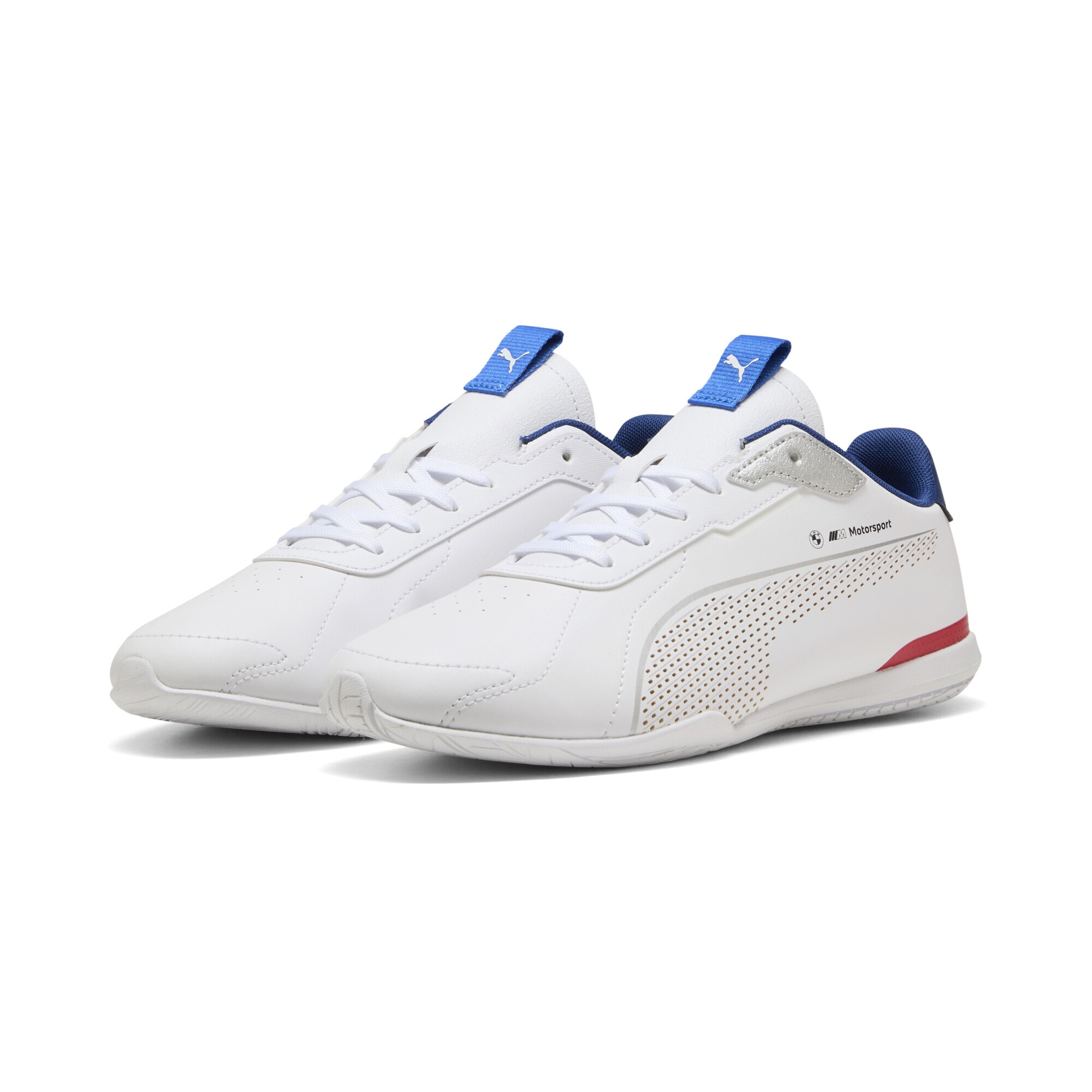 Sneaker PUMA "BMW M Motorsport Neo Cat 3.0 Sneakers Erwachsene", Damen, Gr. 46, weiß silber metallic, Obermaterial: Synthetik, Textil; Futter: Textil; Innensohle: Textil; Laufsohle: Gummi, Schuhe Sneaker