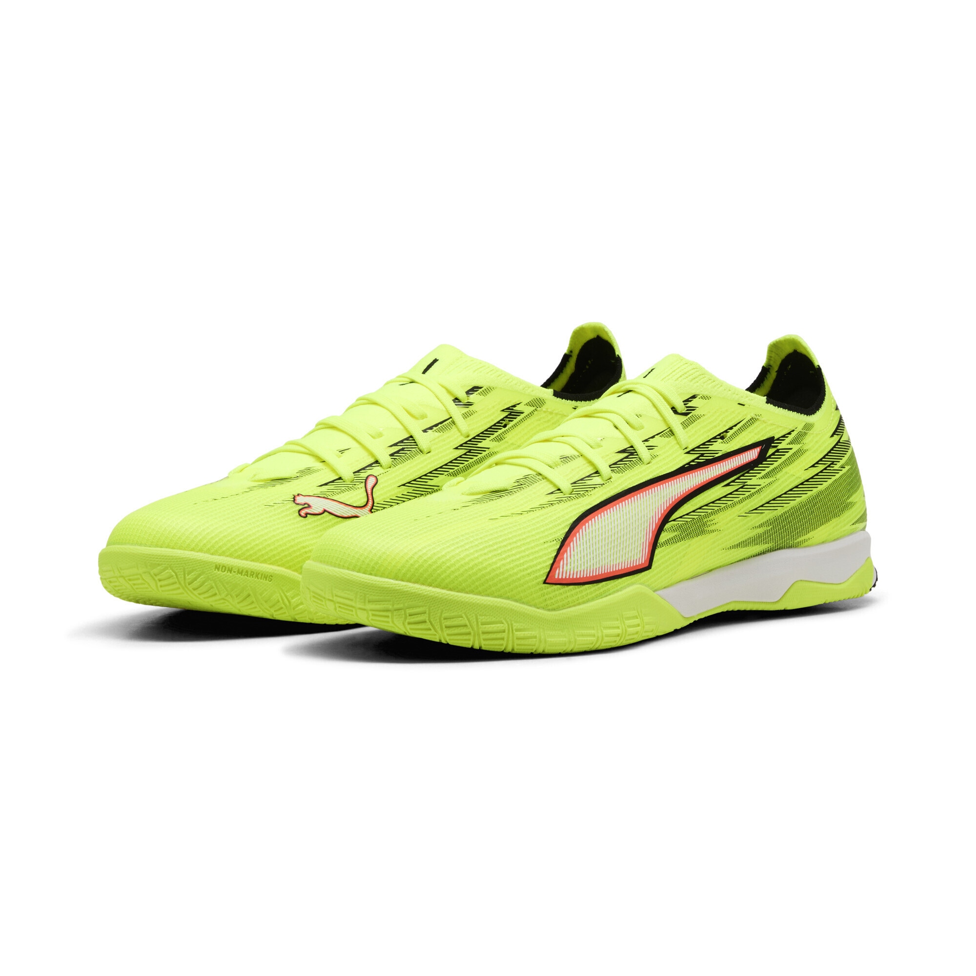 Fußballschuh PUMA "ULTRA 6 MATCH IT Fußballschuhe Erwachsene", Damen, Gr. 42.5, gelb alert schwarz glowing rot lime squeeze, Obermaterial: Synthetik, Textil; Futter: Synthetik, Textil; Innensohle: Textil; Laufsohle: Gummi, Schuhe Fußballschuh