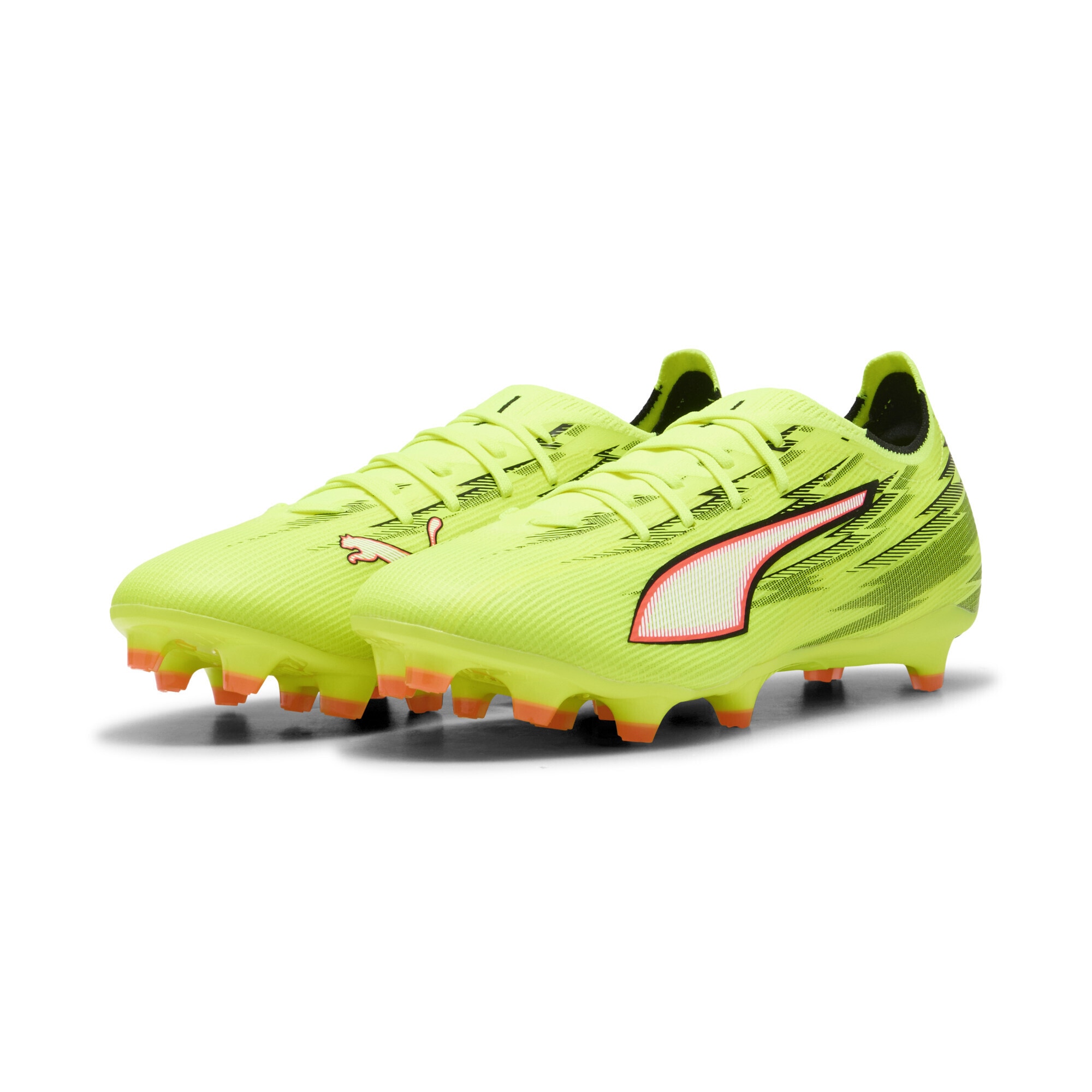 Fußballschuh PUMA "ULTRA 6 MATCH FG/AG Fußballschuhe Erwachsene", Damen, Gr. 42.5, gelb alert schwarz glowing rot lime squeeze, Obermaterial: Synthetik, Textil; Futter: Synthetik, Textil; Innensohle: Textil; Laufsohle: Synthetik, Schuhe Fußballschuh