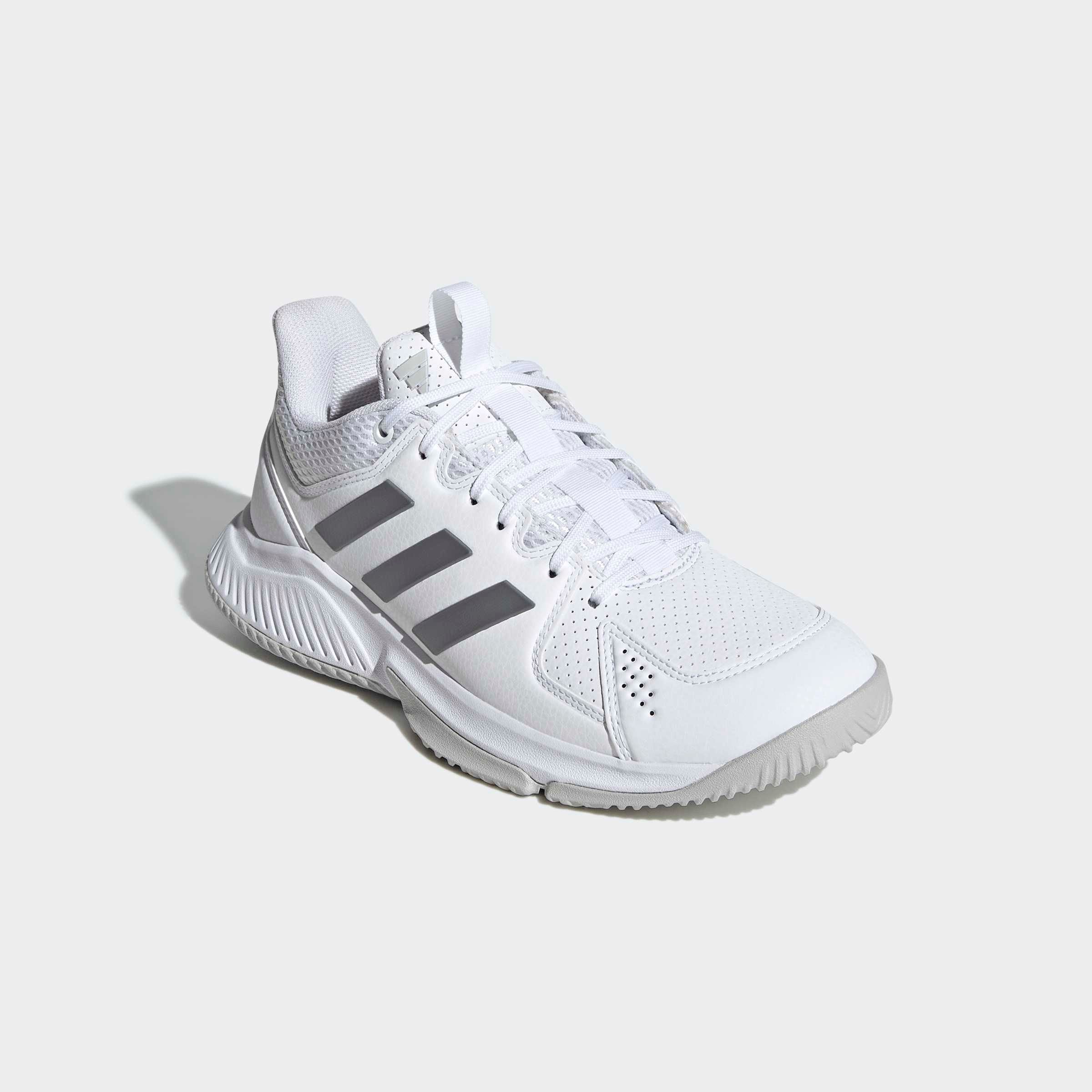 Indoorschuh ADIDAS PERFORMANCE "COURT FLIGHT", Damen, Gr. 40,5, cloud weiß, grau four, grau two, Synthetik, Textil, Schuhe