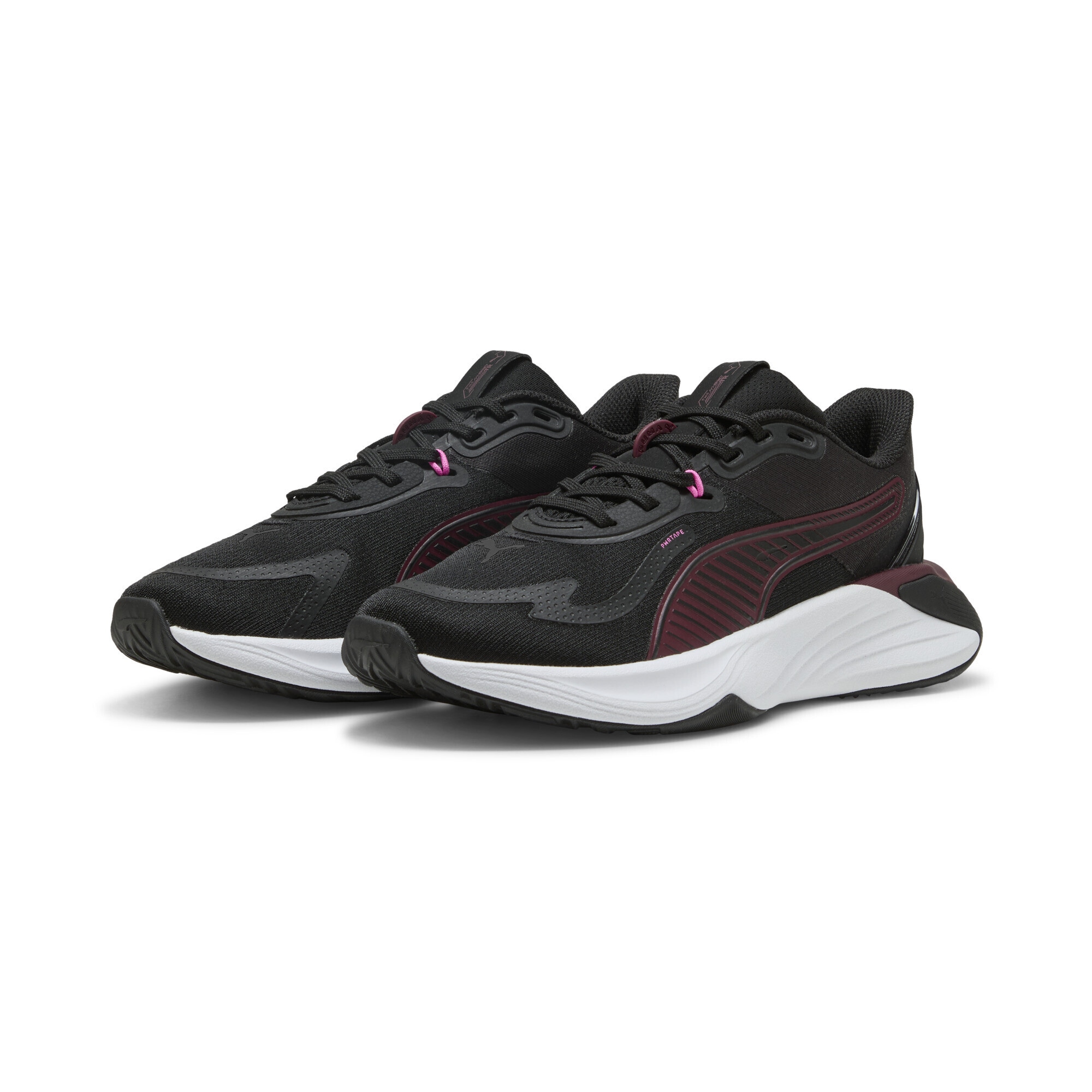 Trainingsschuh PUMA "PWR Hybrid Trainingsschuhe Damen", Damen, Gr. 42, schwarz ruby shimmer pink pixel rot, Obermaterial: Synthetik, Textil; Futter: Textil; Innensohle: Textil; Laufsohle: Gummi, Schuhe