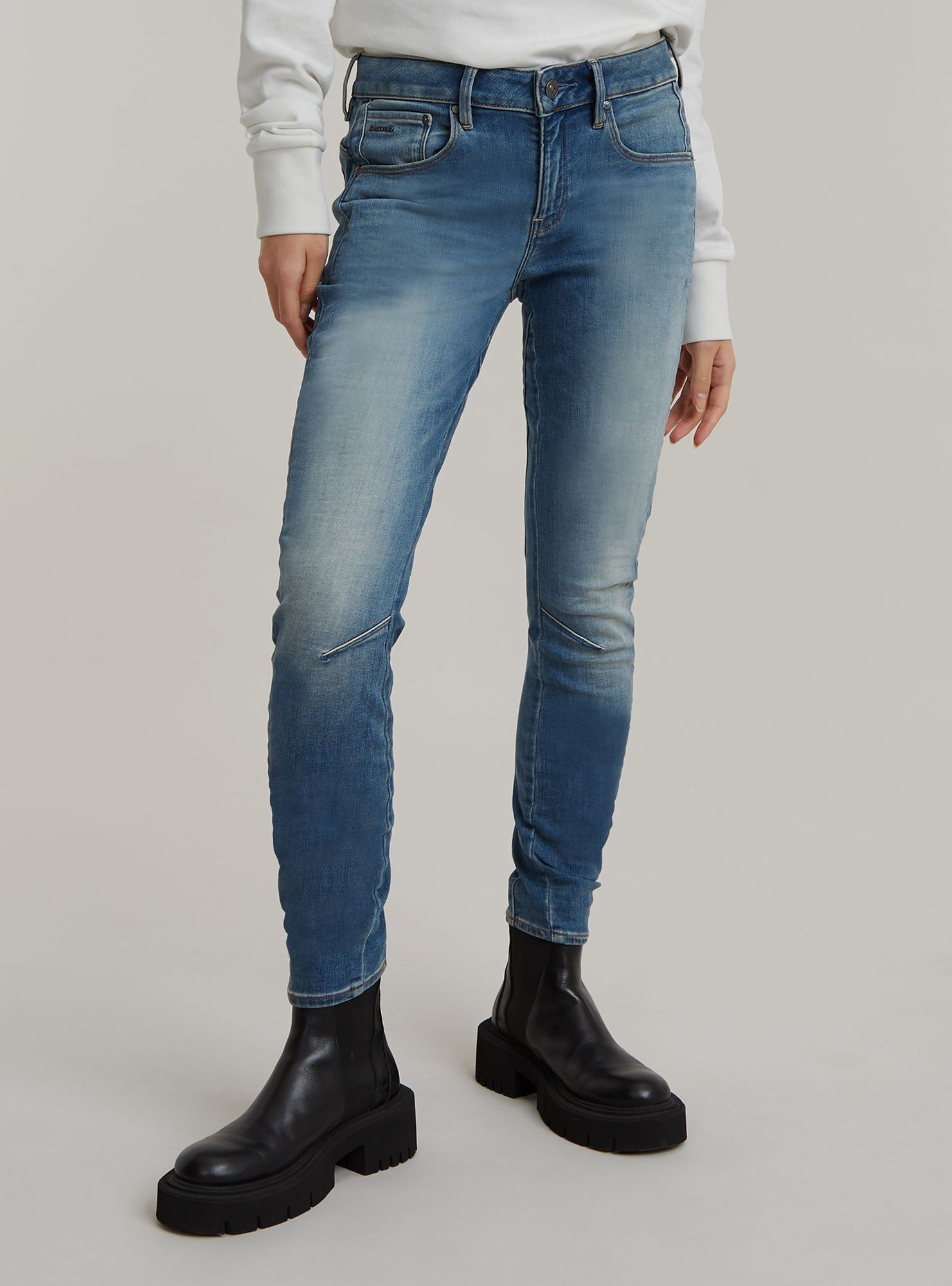Regular-fit-Jeans G-STAR "Arc Skinny Jeans", Damen, Gr. 26, Länge 30, medium aged, Obermaterial: 92% Baumwolle, 7% Elastomultiester, 1% Elasthan, Jeans Image