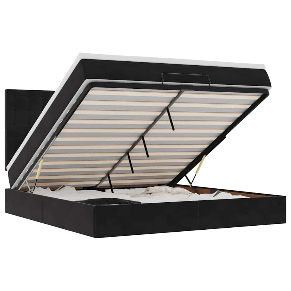 vidaXL Ottoman-Bett mit Matratzen Schwarz 160x200 cm Samt Image