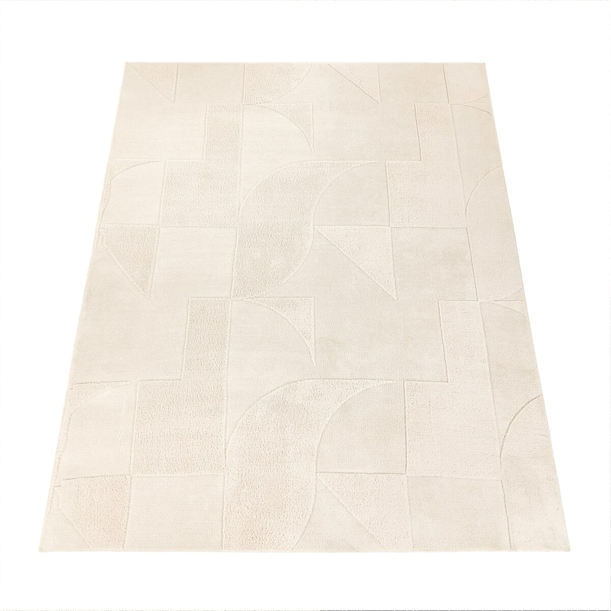 KADIMA DESIGN Teppich Kurzflor waschbar Struktur Wohnzimmer schmutzabweisend Creme Rechteckig 200x280 | 100% Polyester | Florhöhe: 12 mm Image