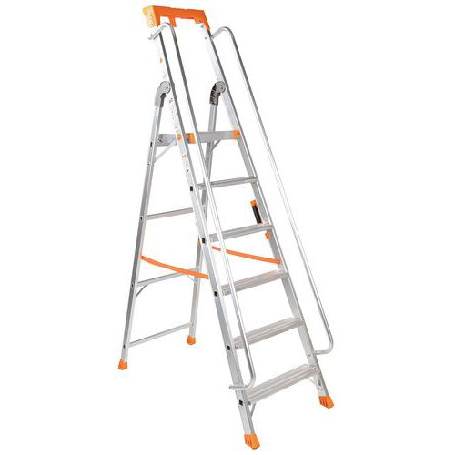 Escabeau Professionnel 6 Marches Aluminium Avec Rampe - Manutan Expert
