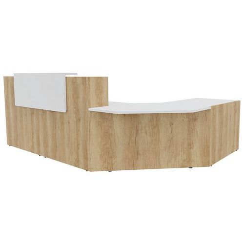 Banque D'accueil Filia+ Angle Pmr À Gauche Chêne Vieilli/blanc - Buronomic