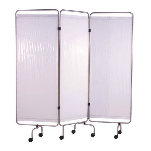 Paravent Inox 3 Panneaux Avec Rideaux Tendus Blanc - Holtex