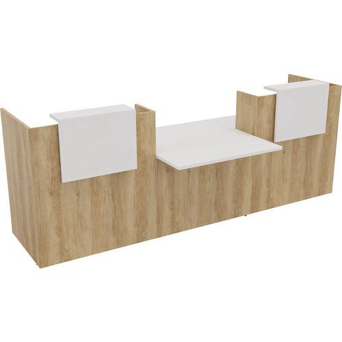 Banque D'accueil Filia + Pmr Centré 3 M Blanc/chêne Vieilli - Buronomic