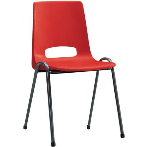 chaise 4p anthracite coque rouge