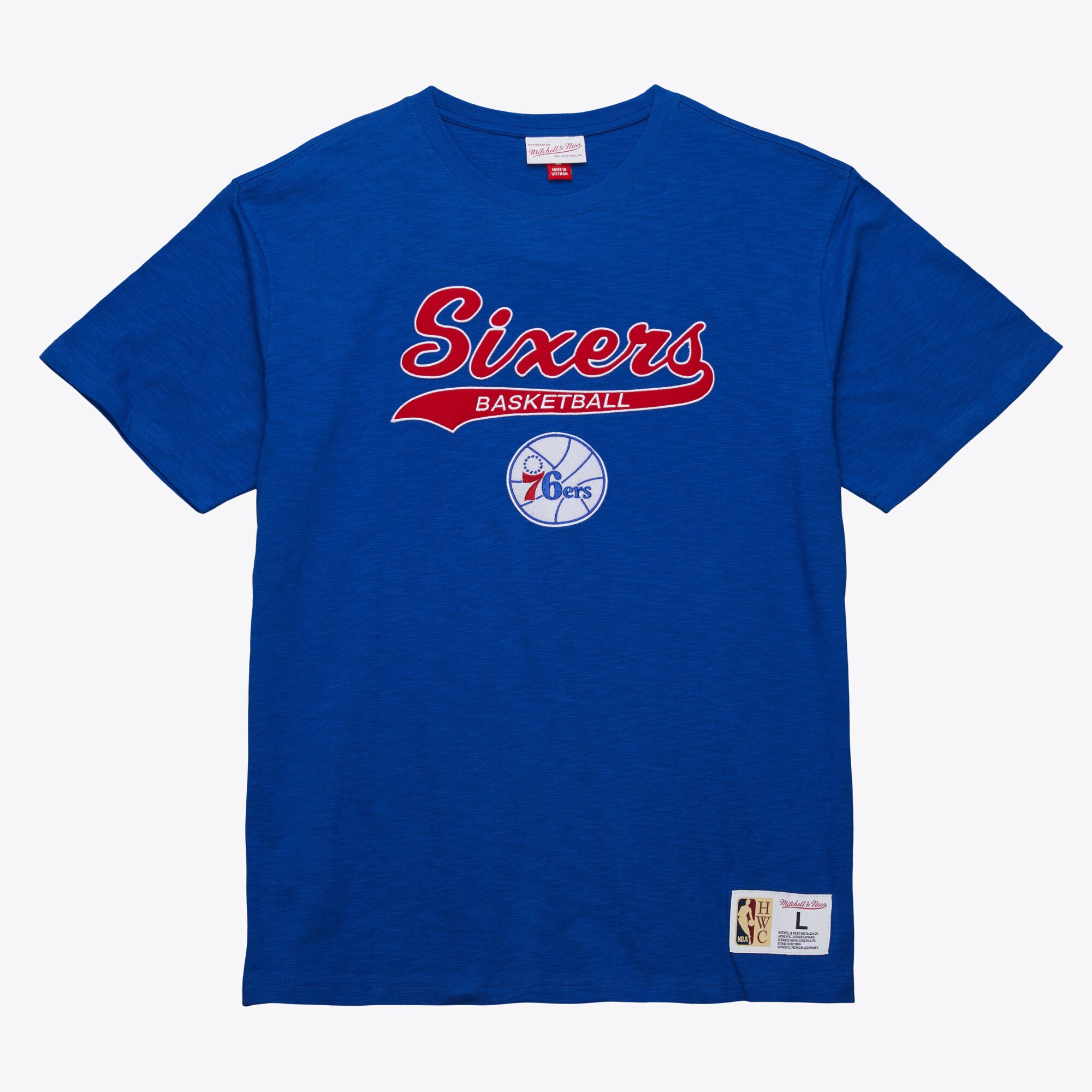 Philadelphia 76ers Mitchell & Ness Legendäres Slub-T-Shirt mit Vintage-Logo Image