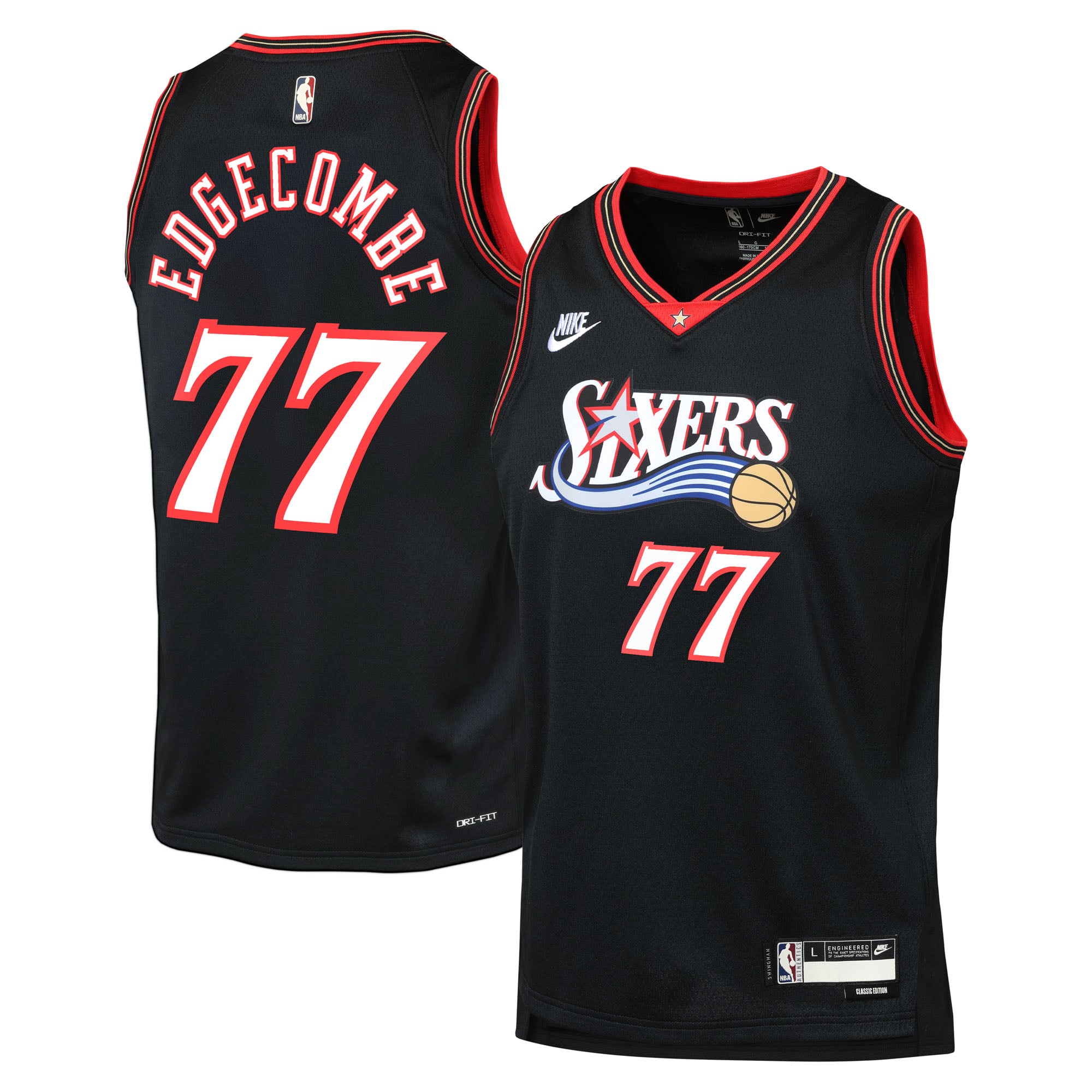 Philadelphia 76ers Nike Classic Edition Trikot – Schwarz – VJ Edgecombe – Jugend