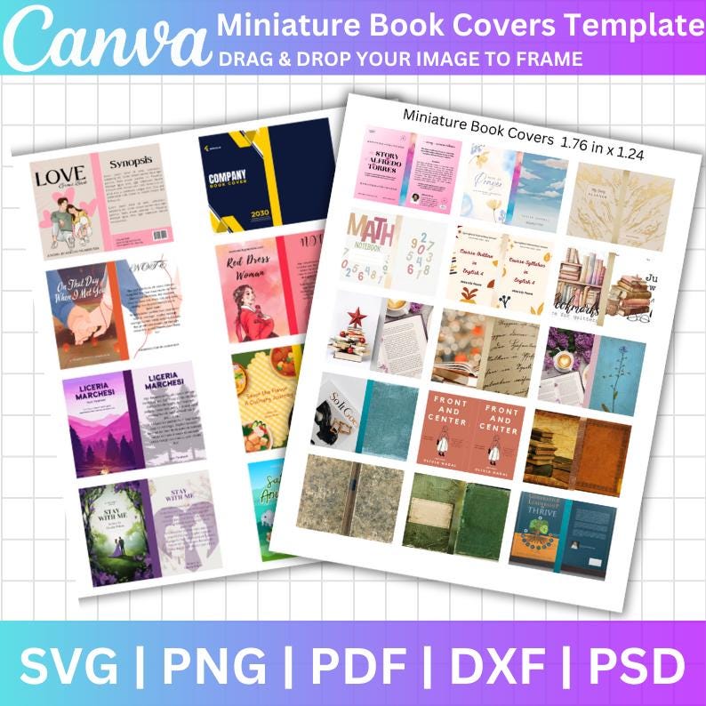 Copertine per mini libri - Modello modificabile su Canva, mini libri personalizzati, libri per barattoli - Modello modificabile su Canva, libri in min