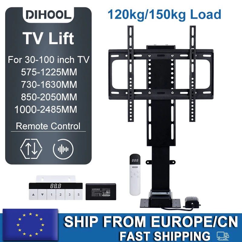 Großer elektrischer TV-Lift, motorisiert für MAX 100-Zoll-TV-Schränke mit 1500 mm Hub und 100 kg Tragfähigkeit – TV-Lift-System Image