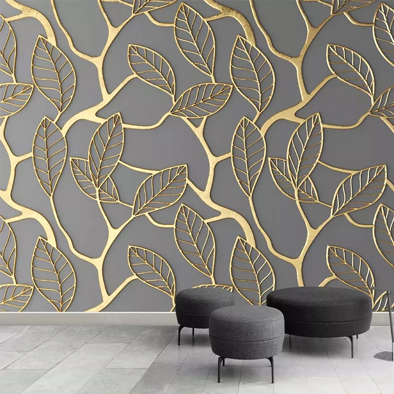 Custom Foto Tapete Für Wände 3D Stereoskopischen Goldene Baum Blätter Wohnzimmer TV Hintergrund Wandbild Kreative Wand Papier 3D