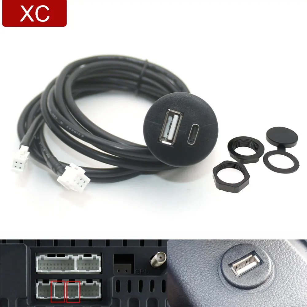 4 6-poliges Auto Dual-USB-Typ-C-Buchse für die Verlängerung der Schalttafel für Android-Radio-Multimedia-Navigation Image