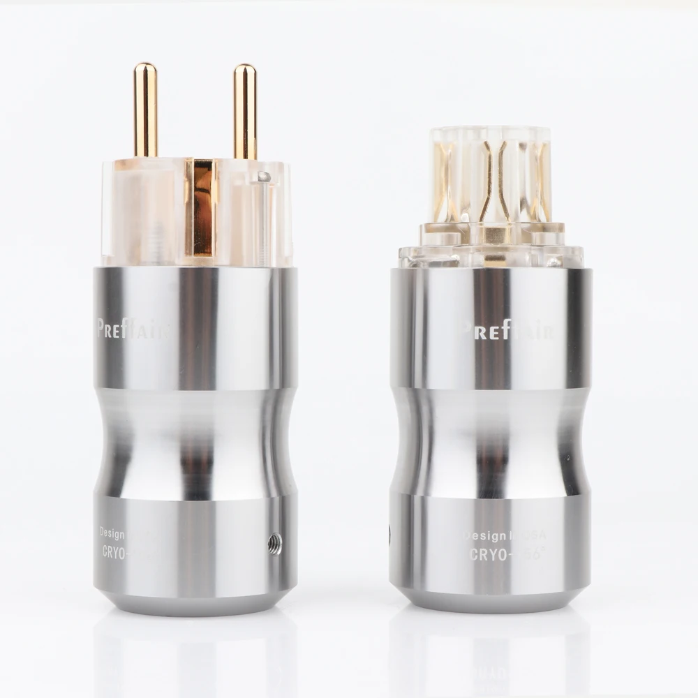 P089ETG 1 paar Preffair Hifi audio 24K Gold überzogene Transparent EU Schuko power stecker Audio power stecker HIFI Power versorgung buchse Image