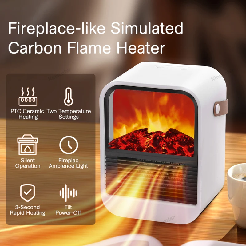 Kamin Elektrische Heizung Warmes Gebläse Ventilator Tragbare Desktop Haushalt Haushalt Heizung Ofen Heizkörper Flammenwärmer Maschine