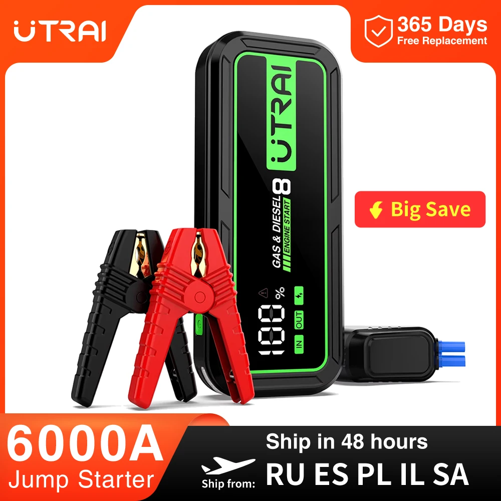 UTRAI Auto Starthilfe Power Bank 6000A 20000 mAh Startgerät Auto Notfall Batterie Booster Starthilfe Auto Batterie Starter Image