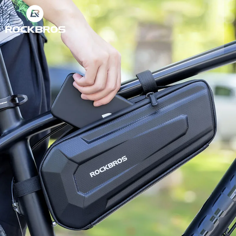 ROCKBROS Fahrrad Schlauchtasche Große Kapazität Lagerung Wasserdichte Fahrradtasche Carbon Muster Hartschale Tasche Radfahren MTB Fahrrad Zubehör Image